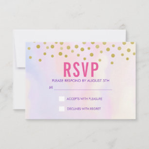 Faux Gold Confetti sur Purple Watercolort RSVP