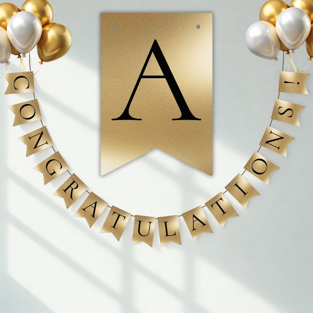 Faux Gold CONGRATULATIONS! Customizable Party Bunting Flags (Creator Uploaded)