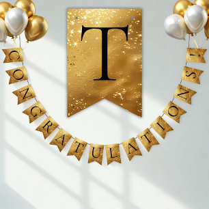 Faux Gold CONGRATULATIONS! sparkling Party Bunting Flags