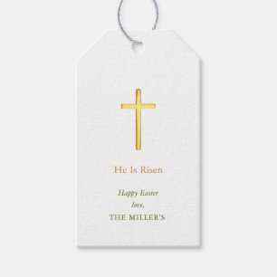 Faux Gold Cross Happy Easter Gift Tags