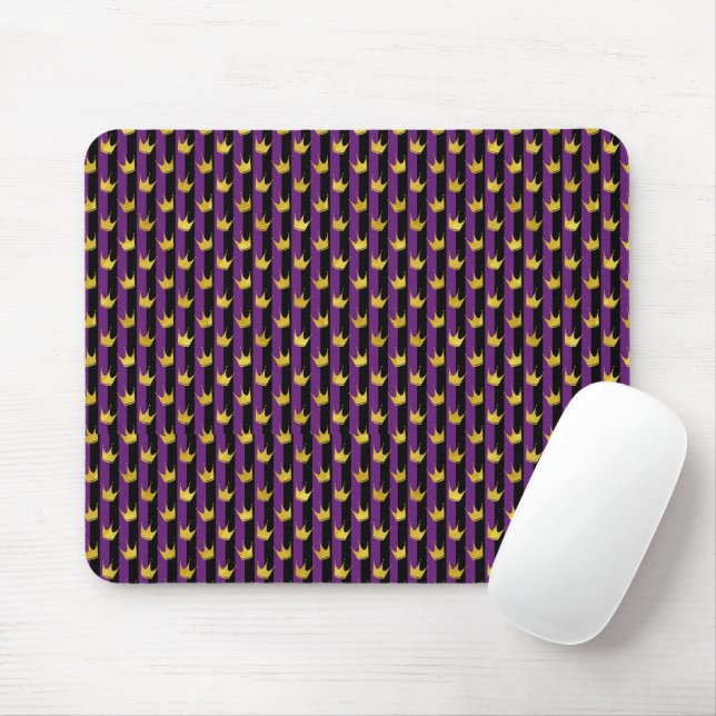 Faux Gold Crowns Purple Black Stripes Mardi Gras Mouse Pad (With Mouse)