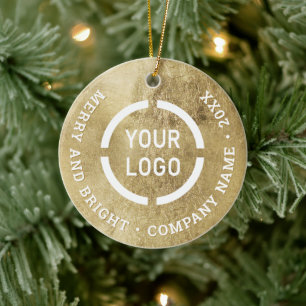 Faux gold custom business ornaments with logo