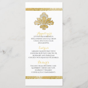 Faux Gold Damask Dinner Party Menu Black Custom