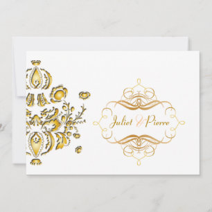 Faux gold damask invitations