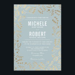Faux Gold Dusty Blue Botanical Wedding Invitation<br><div class="desc">Customize this Stylish Modern Faux Gold and Dusty Blue Botanical Wedding Invitation. Please note that the gold in this design is a colour print (yellow) and is not an actual gold foil.</div>
