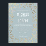 Faux Gold Dusty Blue Botanical Wedding Invitation<br><div class="desc">Customize this Stylish Modern Faux Gold and Dusty Blue Botanical Wedding Invitation. Please note that the gold in this design is a colour print (yellow) and is not an actual gold foil.</div>