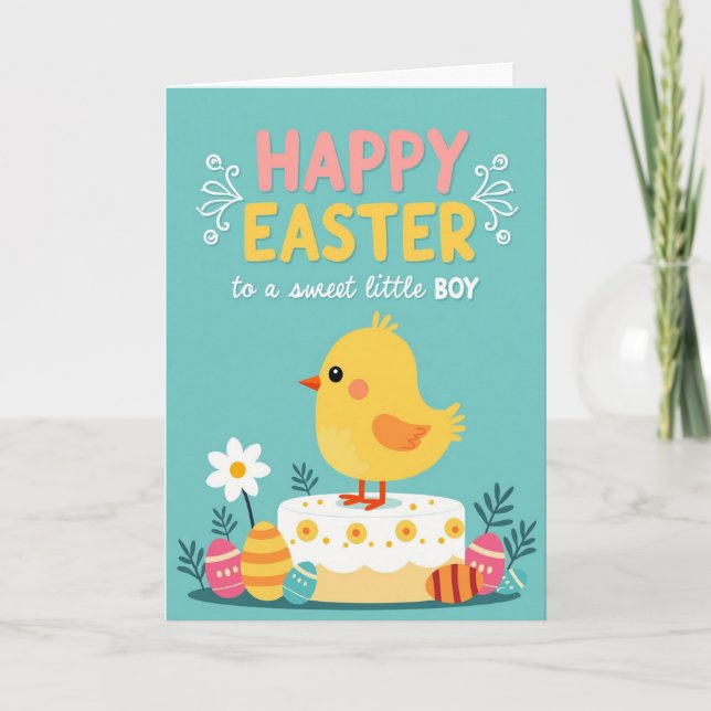 Faux Gold Easter Boy Card (Front)