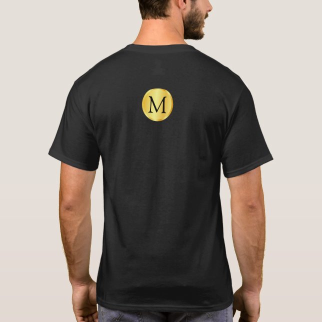 Faux Gold Elegant Black Monogram Template Custom T-Shirt (Back)
