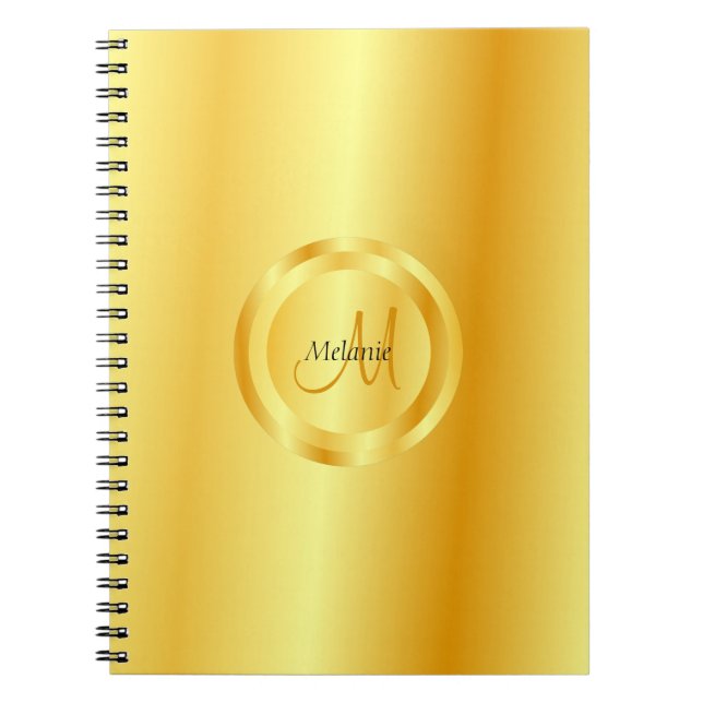 Faux Gold Elegant Modern Template Trendy Monogram Notebook (Front)