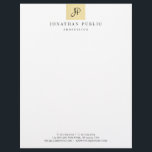 Faux Gold Elegant Monogram Glamorous Template Letterhead<br><div class="desc">Faux Gold Elegant Monogram Glamorous Template Trendy Modern Letterhead.</div>