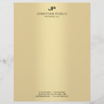 Faux Gold Elegant Monogram Glamour Template Modern Letterhead<br><div class="desc">Faux Gold Elegant Monogram Glamour Template Modern Letterhead.</div>