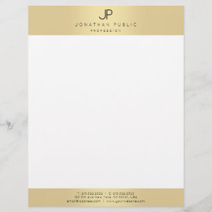 Faux Gold Elegant Monogram Template Glamourous Letterhead