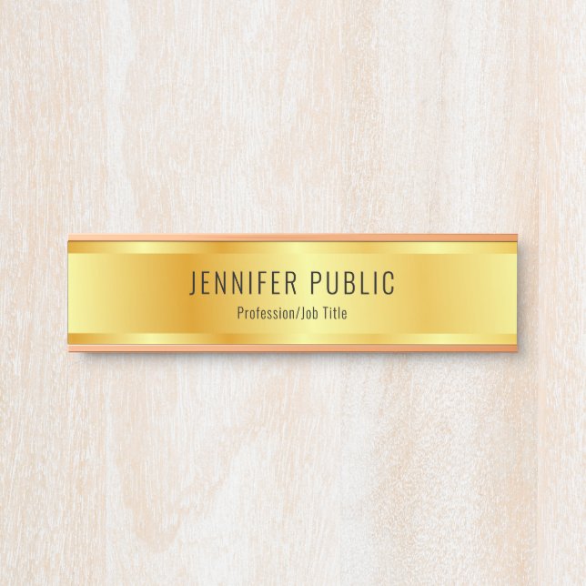 Faux Gold Elegant Rose Gold Modern Template Door Sign (Front)