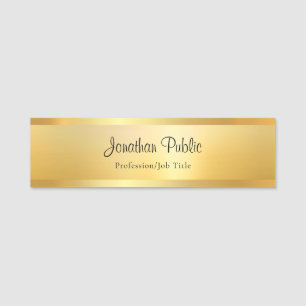 Faux Gold Elegant Template Calligraphy Script Name Tag