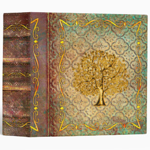 Faux Gold Embossed Tree of Life Ancient Tome Binder