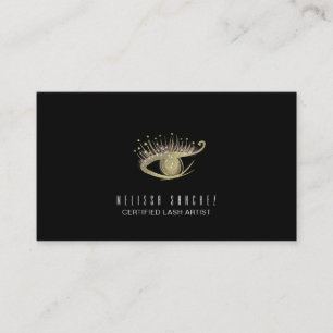 Faux Gold Eyelashes Salon Black  Business Card