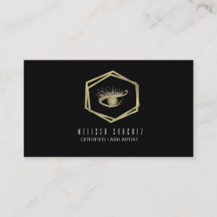 Faux Gold Eyelashes Salon Black Business Card