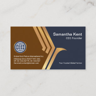 Faux Gold Falcon Wing Span CEO Founder Business Ca Card