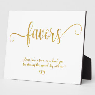 Faux Gold Favors Wedding sign Tabletop Plaque