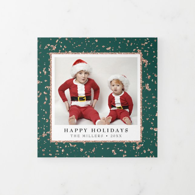 Faux Gold Flakes Christmas  Tri-Fold Holiday Card (Cover)