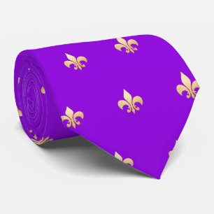 Faux Gold Fleur de lis DIY Neon Purple Tie