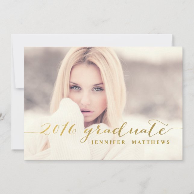 Faux Gold Foil | 2016 Graduation Party Invitation (Front)