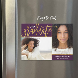 Faux Gold Foil 2 Faire-part de graduation photo