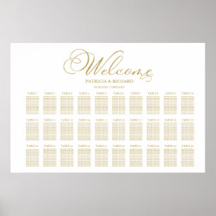 Faux Gold Foil 30 Tables Wedding Seating Chart