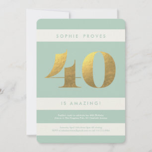 Faux Gold Foil 40e Anniversaire Invitation // Ment