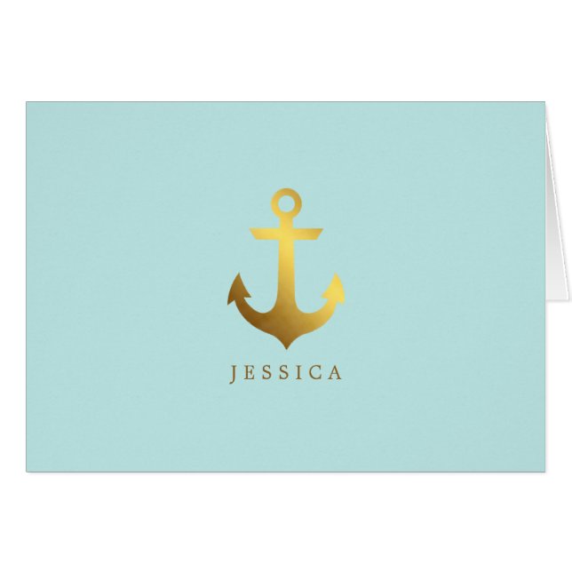 Faux Gold Foil Anchor Personalized (Front Horizontal)