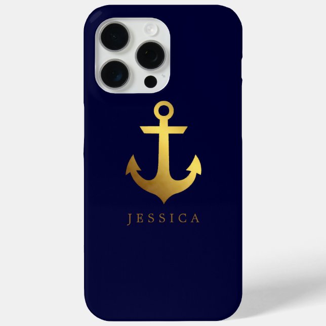 Faux Gold Foil Anchor Personalized Case-Mate iPhone Case (Back)