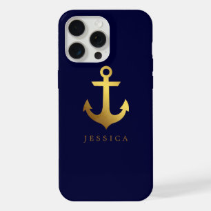 Faux Gold Foil Anchor Personalized iPhone 15 Pro Max Case
