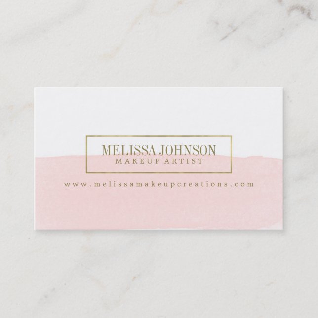 Faux Gold Foil and Watercolor Business Cards (Front)