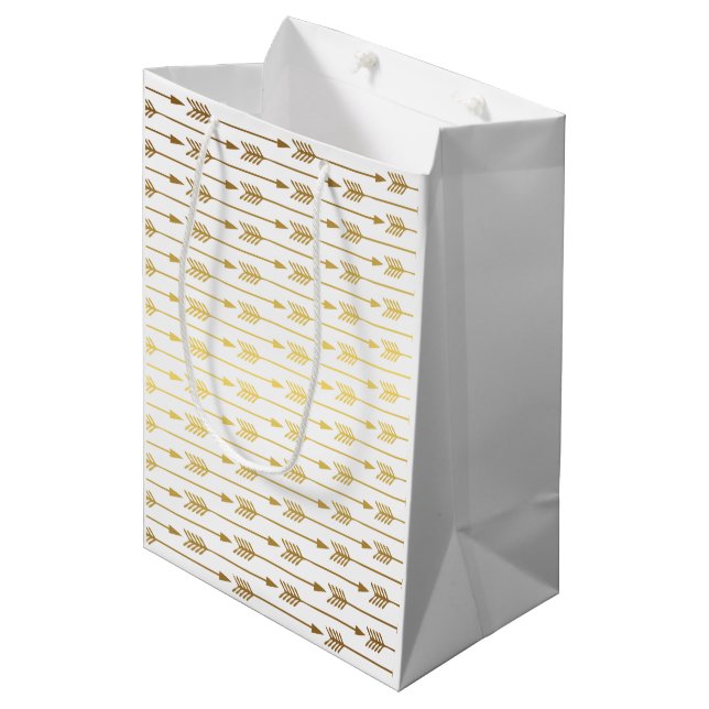 Faux Gold Foil Arrows Pattern Medium Gift Bag (Front Angled)