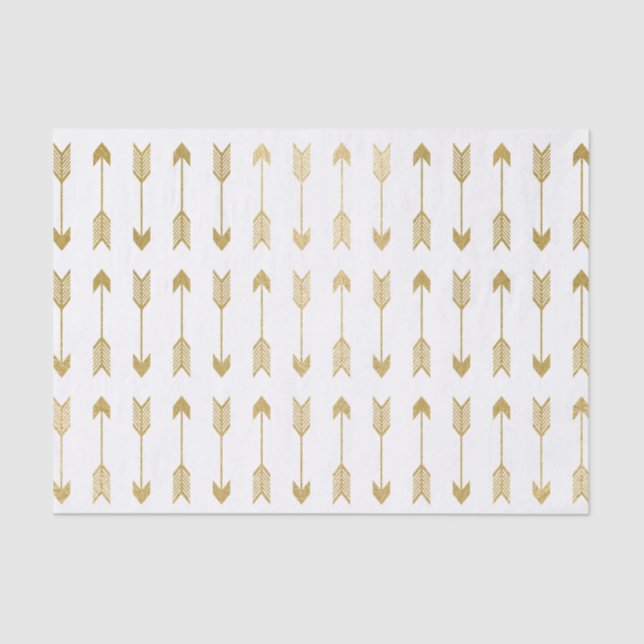 Faux Gold Foil Arrows Pattern Tissue Paper (Front)
