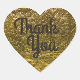 Faux Gold Foil Background | Elegant Thank You Heart Sticker