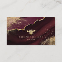 faux gold foil bee on burgundy design