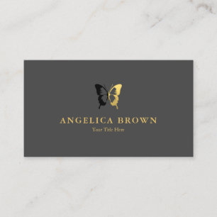 Faux Gold Foil & Black Butterfly Business Card