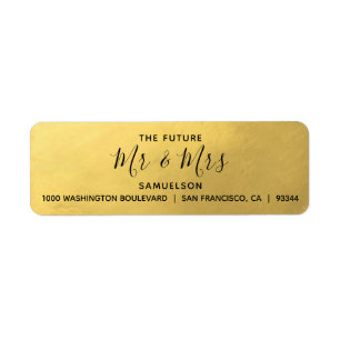 Faux Gold Foil Black Future Mr & Mrs Wedding