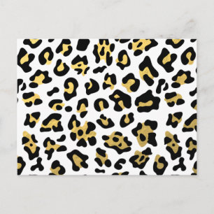 Faux Gold Foil Black Leopard Print Pattern Postcard