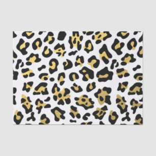 Faux Gold Foil Black Leopard Print Pattern Tissue Paper
