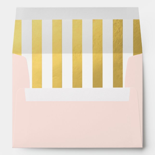 Faux Gold Foil Blush Pink Wedding Return Address Envelope (Back (Bottom))