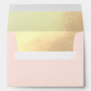 Faux Gold Foil Blush Pink Wedding Return Address Envelopes