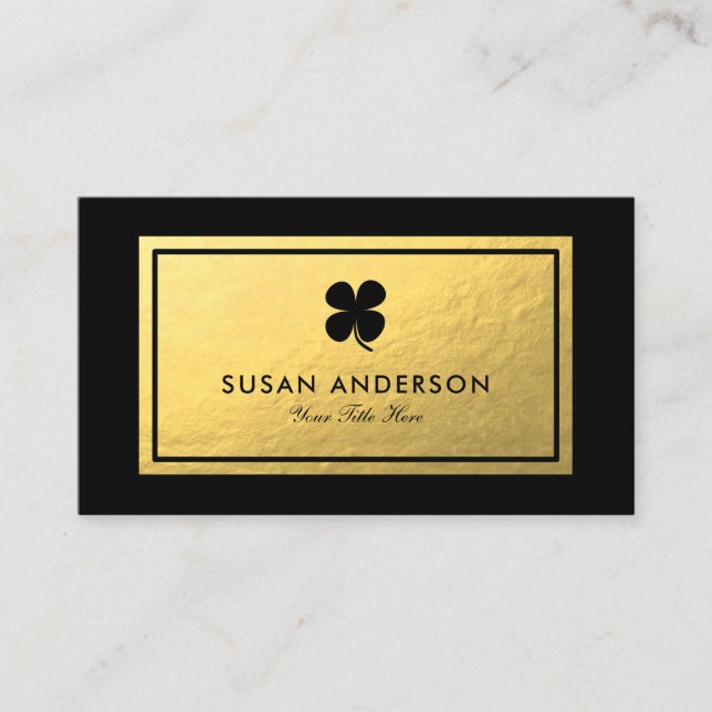 Faux Gold Foil - Carte de visite du logo Shamrock  (Devant)