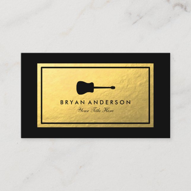 Faux Gold Foil - Carte de visite guitare (Devant)