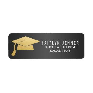 Faux Gold Foil Casquette de graduation Noir