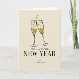 Faux Gold Foil Cheers New Year's Greeting Card