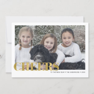Faux Gold Foil Cheers New Year's Photo Card