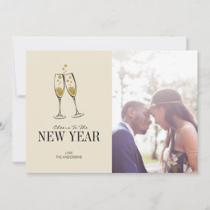 Faux Gold Foil Cheers New Year's Photo Card