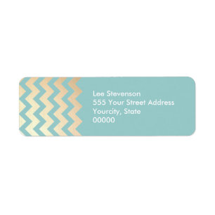 FAUX Gold Foil Chevron Motif et bleu turquoise